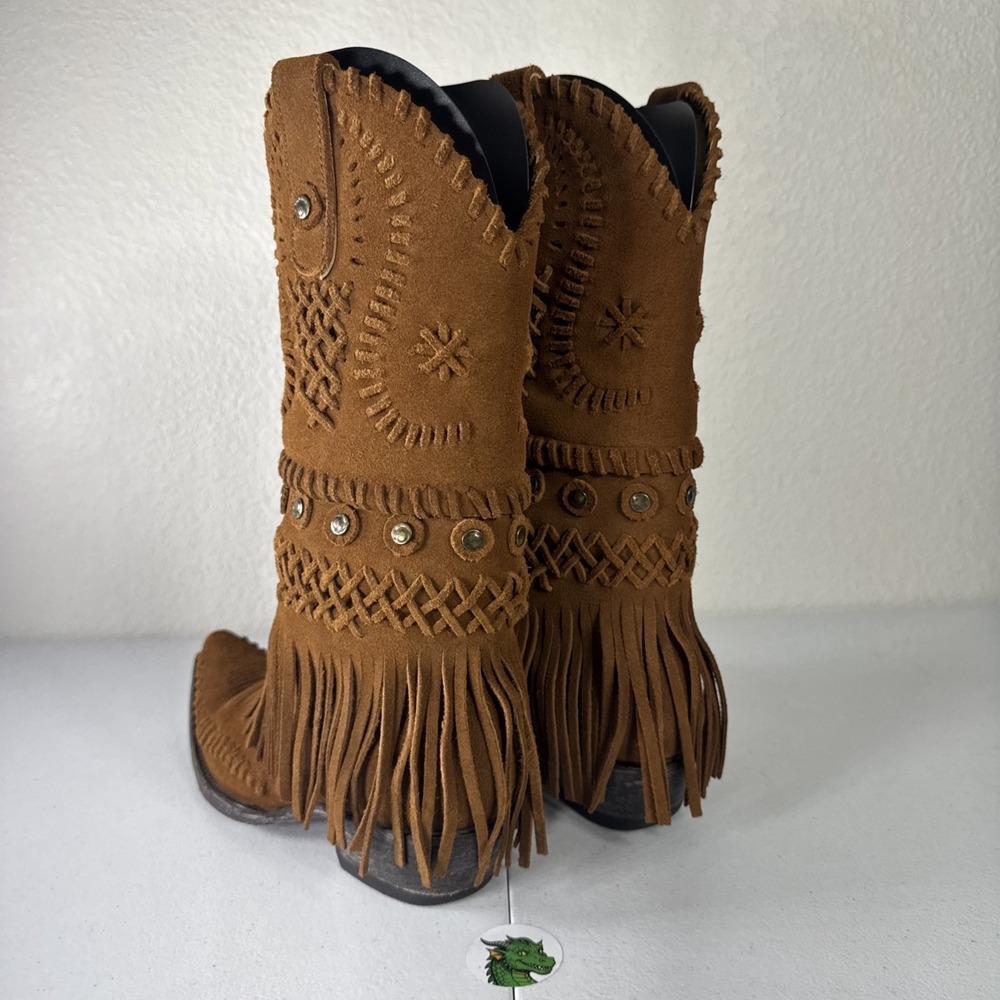 Old Gringo Chucha Western Fringe Cowboy Boots Women's Size 7 Rust Brown Studs - Picture 16 of 16
